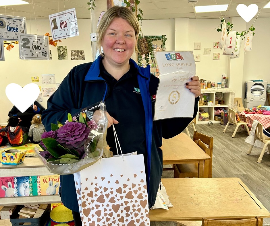 🌟 Happy 5-Year Work Anniversary! 🌟

Today we’re celebrating our wonderful Lucy on her 5 year milestone! 💐 She’s kind, caring, and so loved by all the children. A true ray of sunshine in our setting. ☀️

Thank you, Lucy, for everything you do and for the joy you bring every single day. 💙💚❤️

#earlyyears #teamcelebration #workanniversary #childcareprofessional #childcare #thankyou